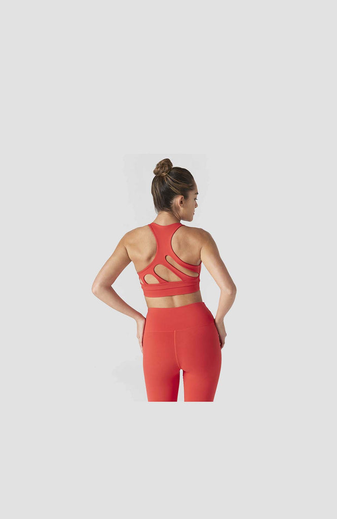Woman wearing 925fit Get In Line Scarlet Sports Bra