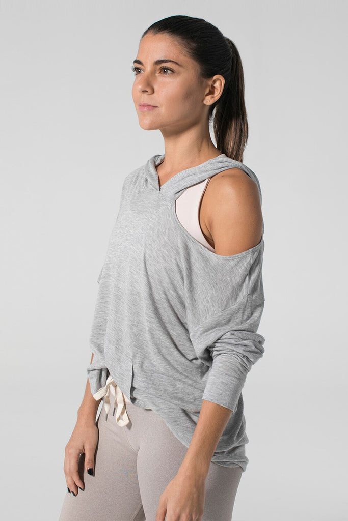 Woman is wearing 9 2 5 fit From the Hoodie Heather Grey Top