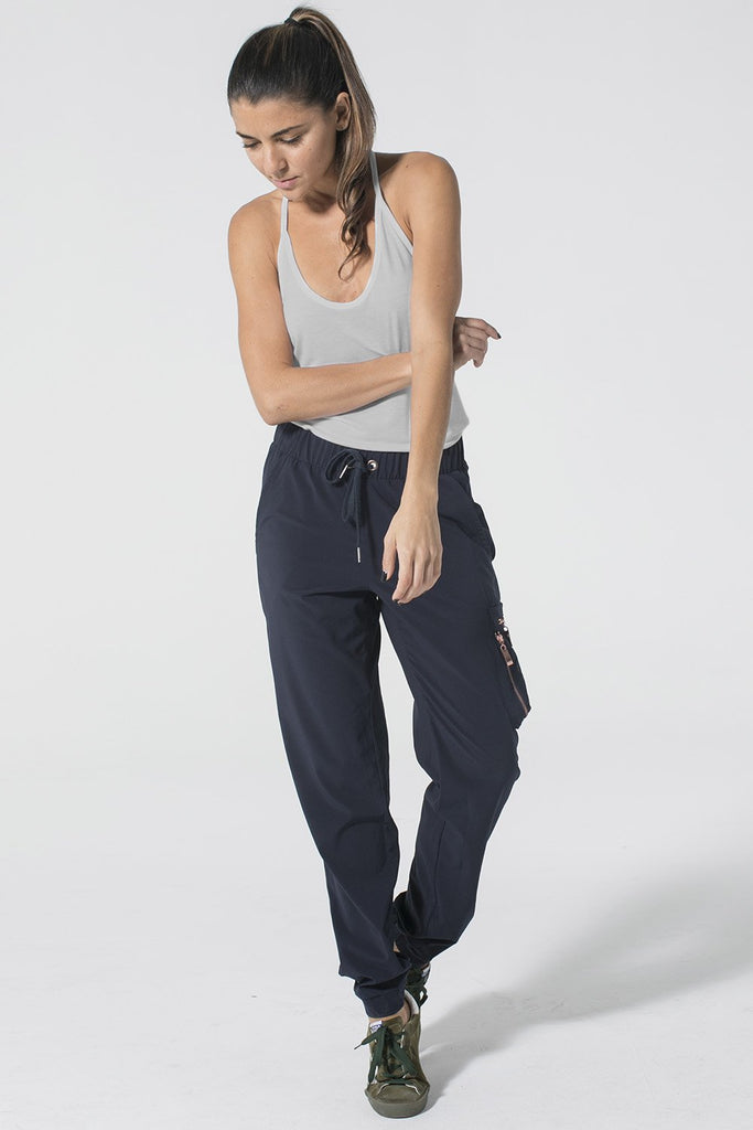 Woman is wearing 9 2 5 fit Fine Line Heather Grey Racerback Tank Top