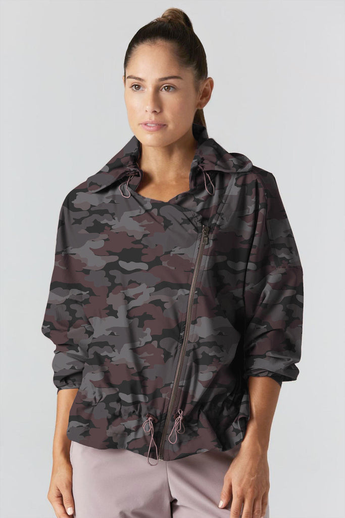 Woman is wearing 925 fit D-side camo truffle jacket.